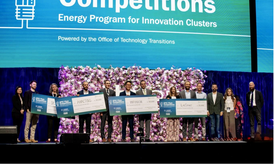 EPIC Pitch Competition winners on stage at the 2025 Energy Thought Summit in San Antonio (Photo Courtesy United States Department of Energy)